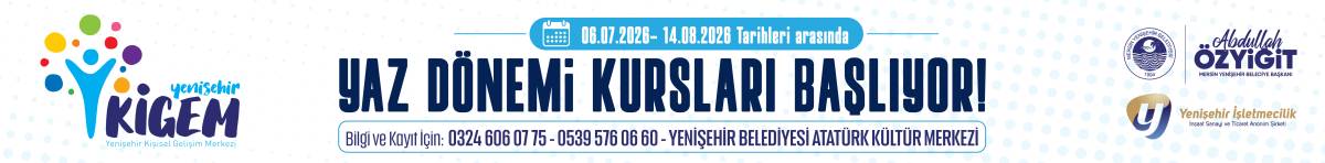 Mersin Yenişehir Yaz Dönemi Kurs Duyurusu